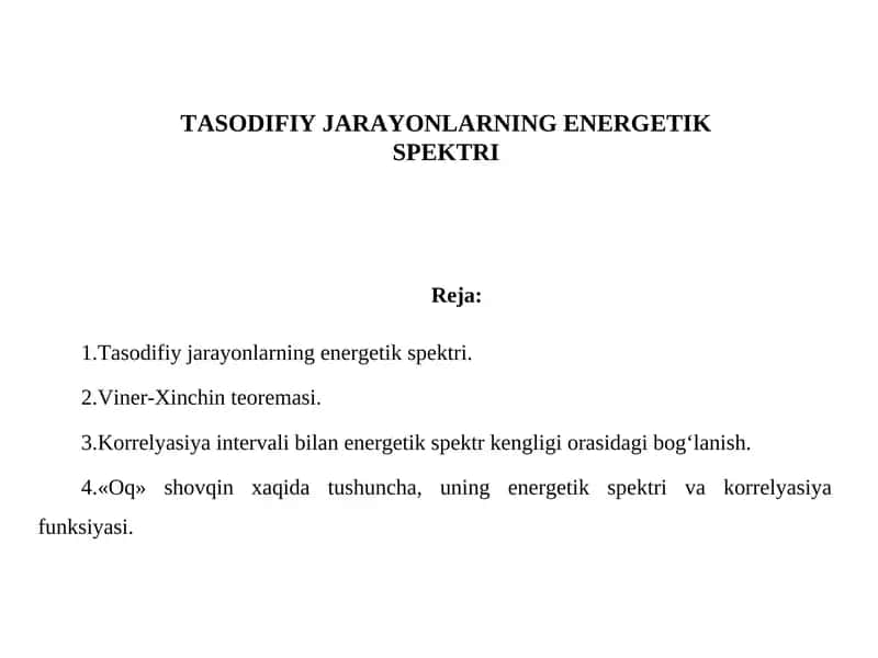 Tasodifiy jarayonlarning energetik spektri