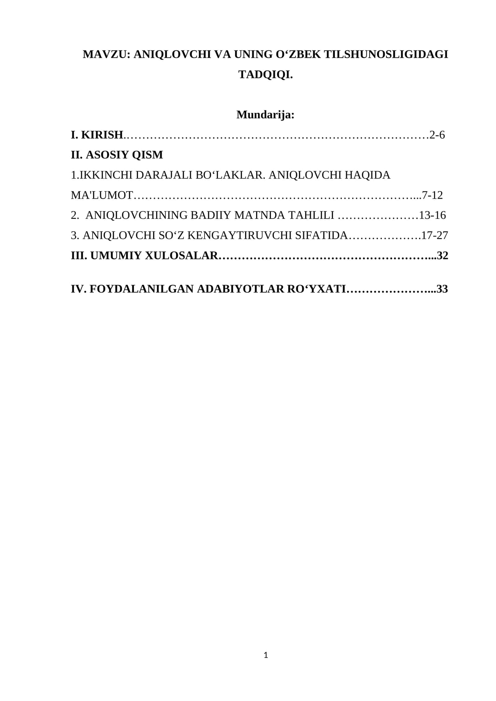 ANIQLOVCHI VA UNING O‘ZBEK TILSHUNOSLIGIDAGI TADQIQI