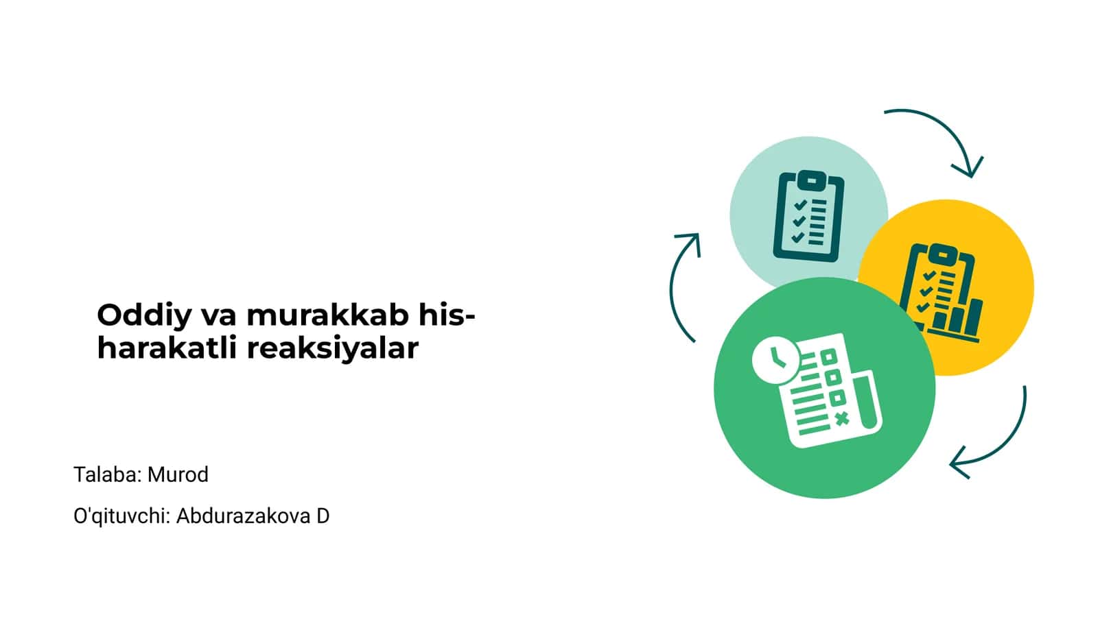 Oddiy va murakkab his-harakatli reaksiyalar
