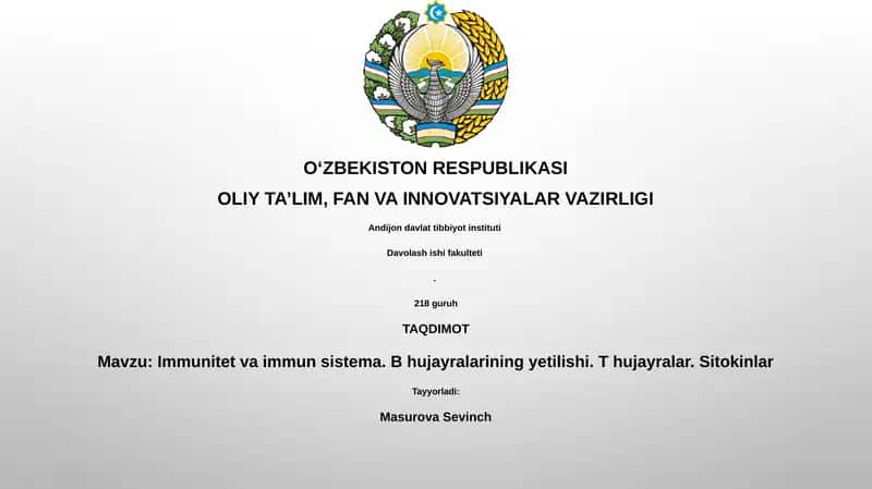 Immunitet va immun sistema