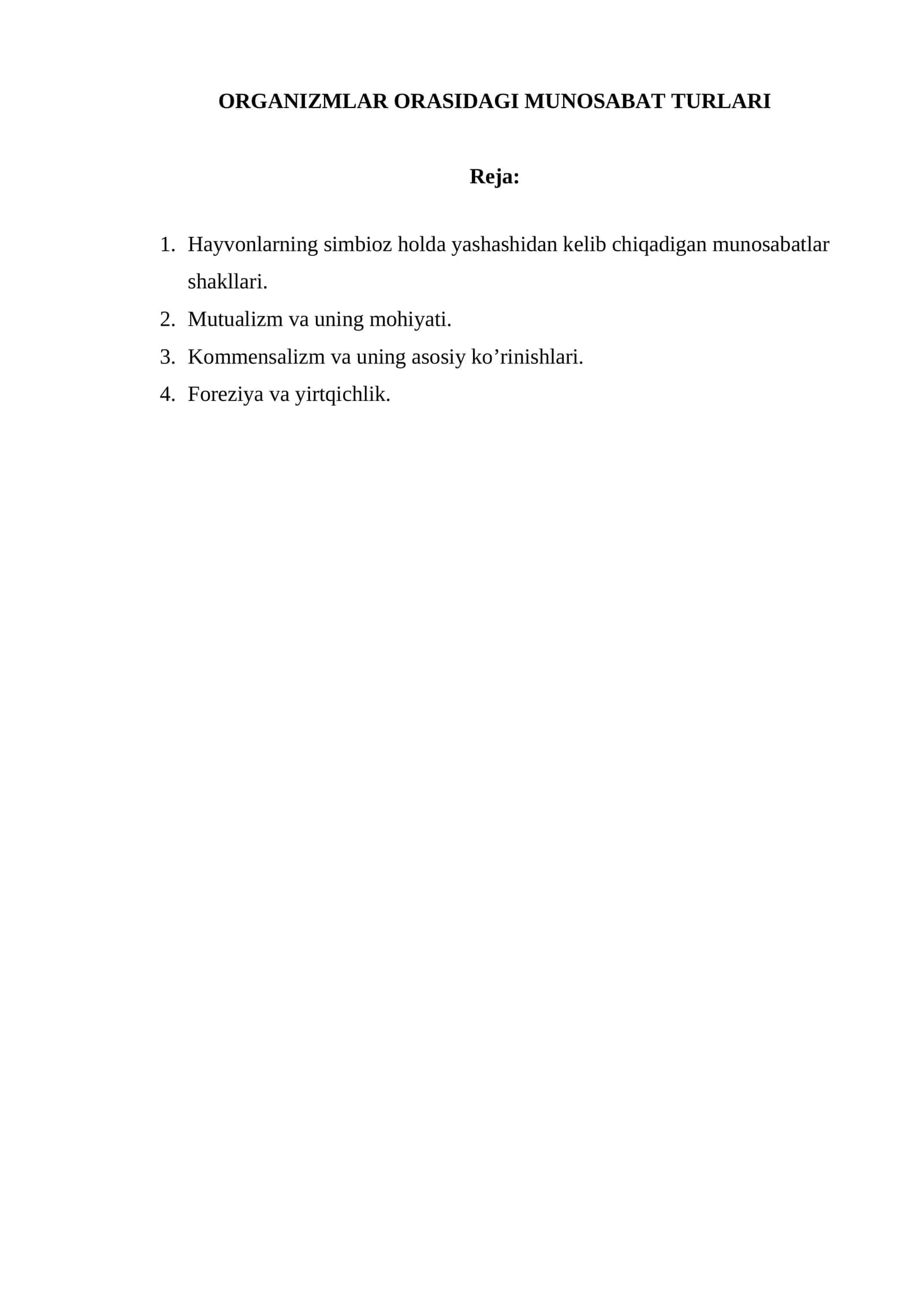 Organizmlar orasidagi munosabat turari