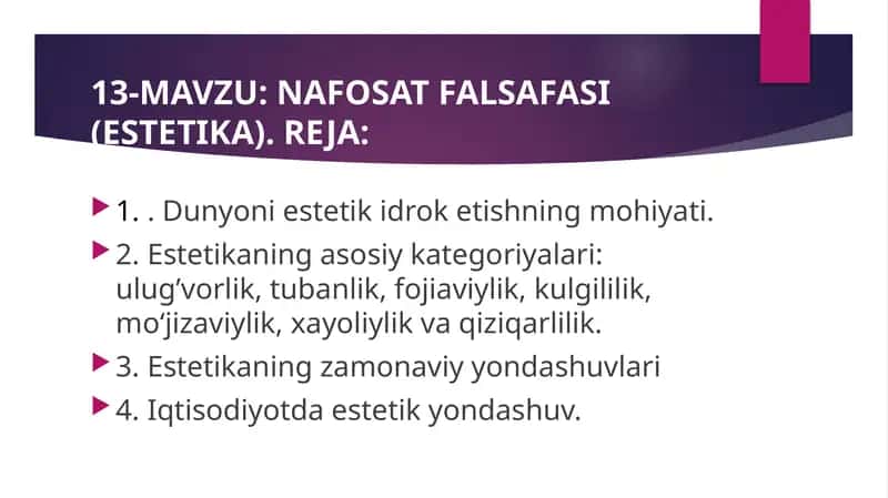 NAFOSAT FALSAFASI (ESTETIKA)