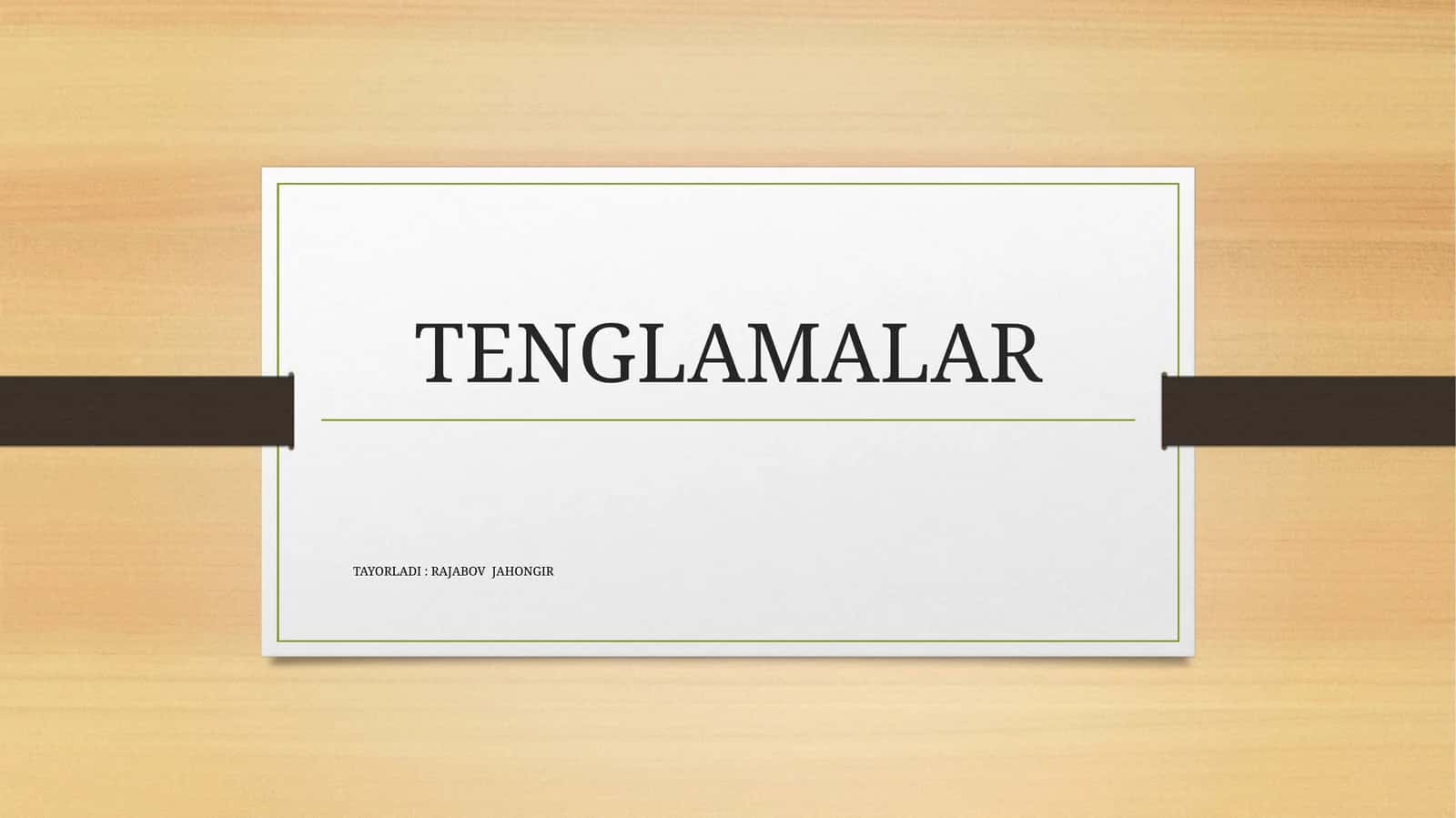 Tenglama Sistemasi