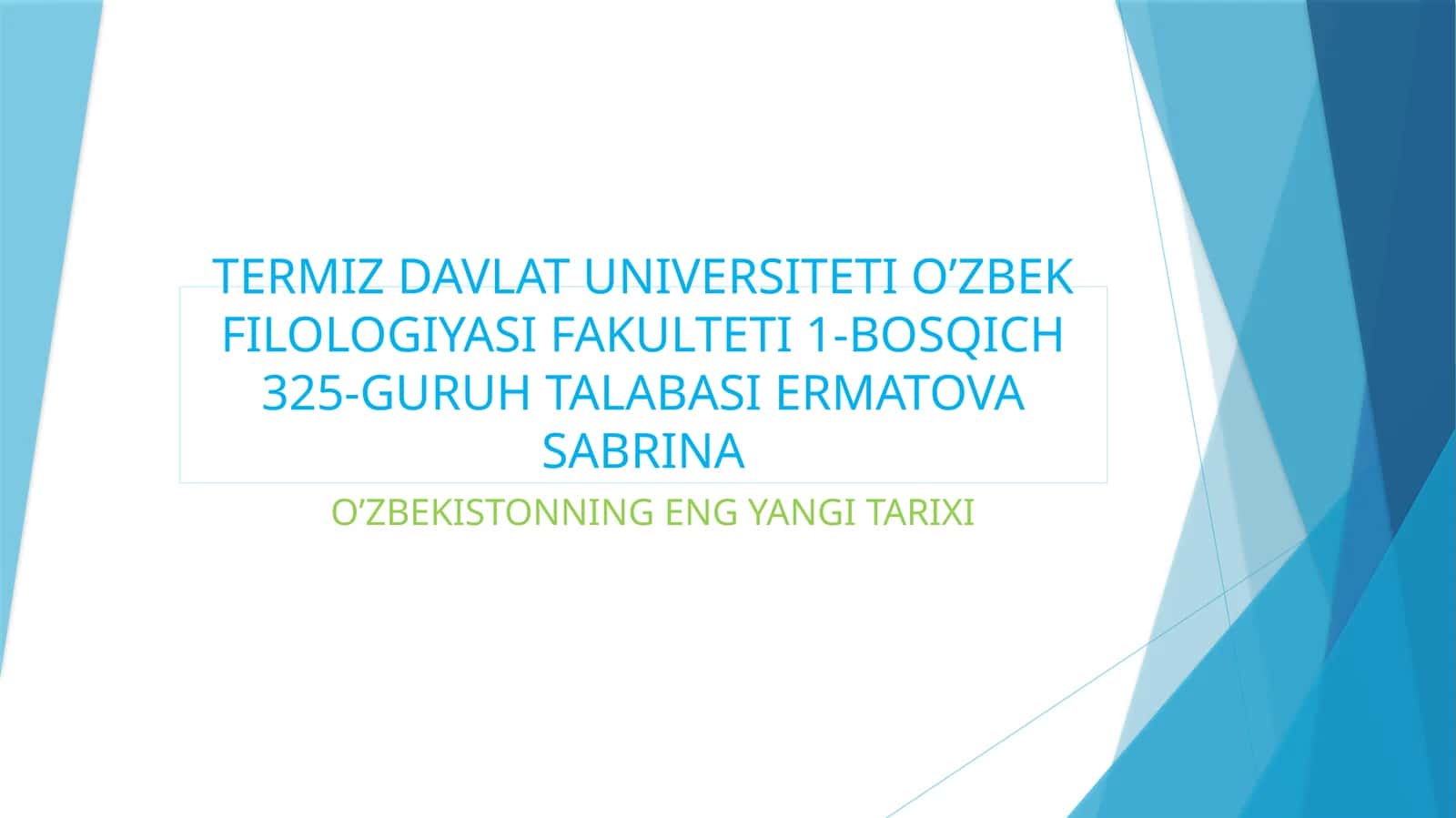 O’zbekistonning ENG YANGI TARIXI