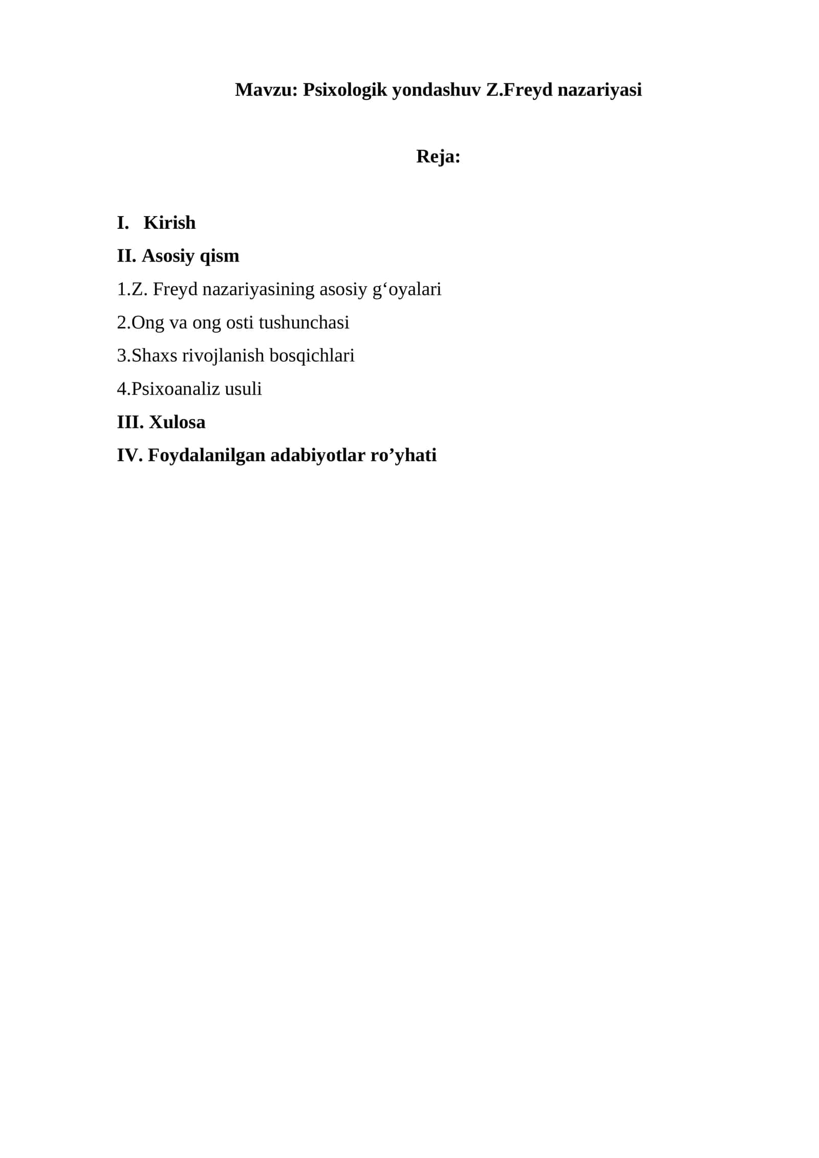 Psixologik yondashuv Z.Freyd nazariyasi