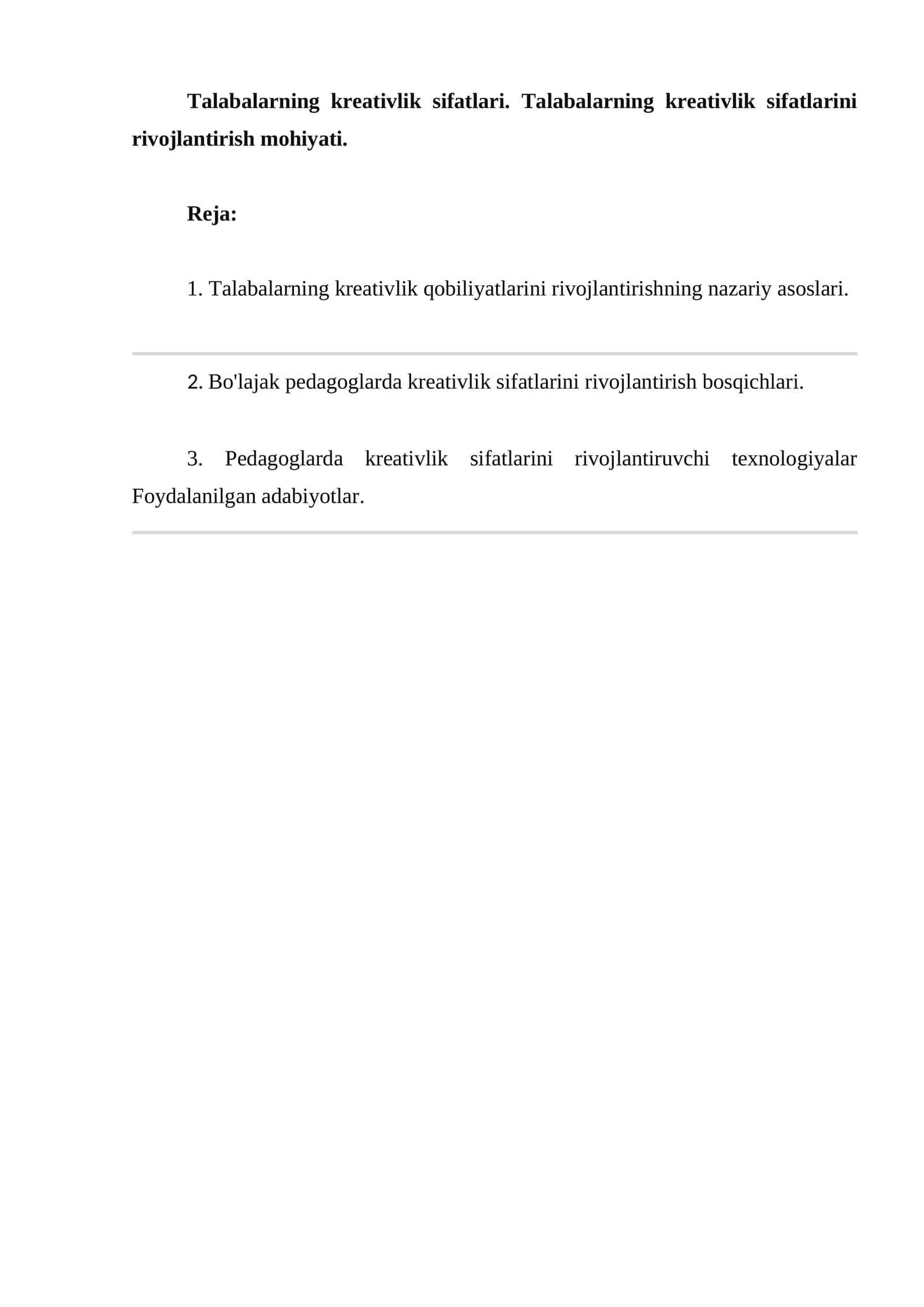 Talabalarning kreativlik sifatlari