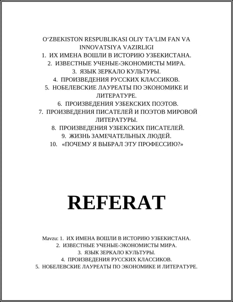 O'ZBEKISTON RESPUBLIKASI OLIY TA’LIM FAN VA INNOVATSIYA VAZIRLIGI