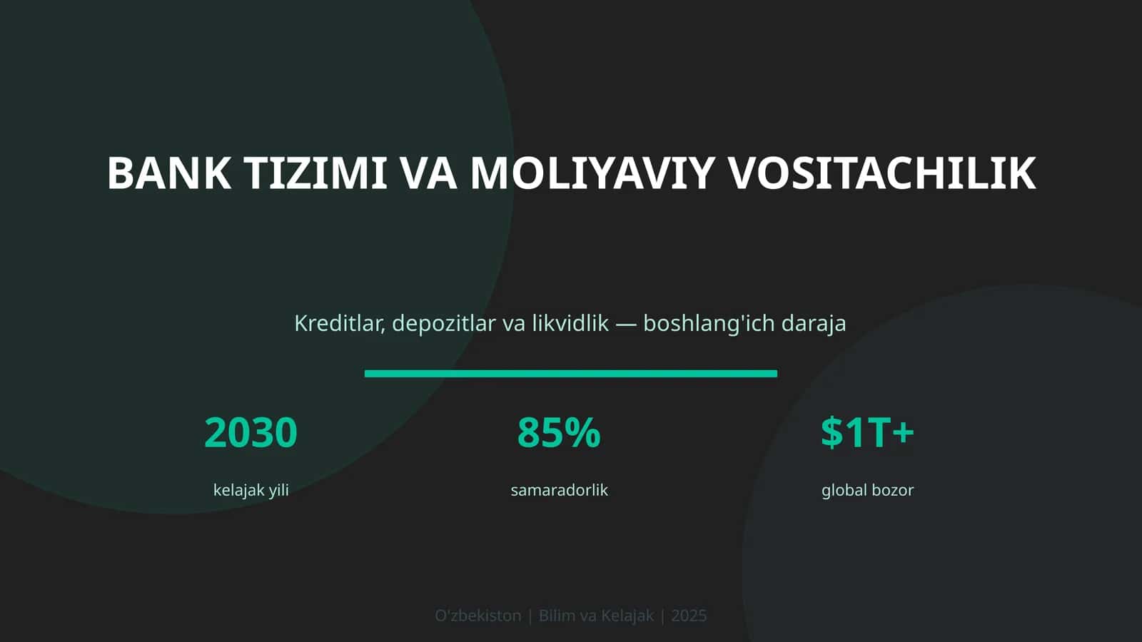 Bank tizimi va moliyaviy vositachilik