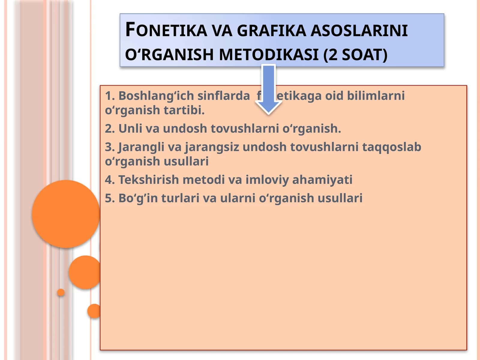 Fonetika va grafika asoslarini oʻrganish metodikasi