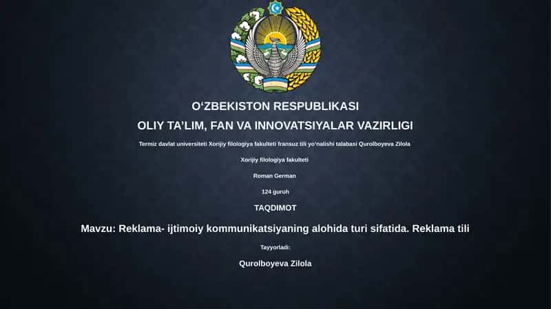 Reklama- ijtimoiy kommunikatsiyaning alohida turi sifatida. Reklama tili