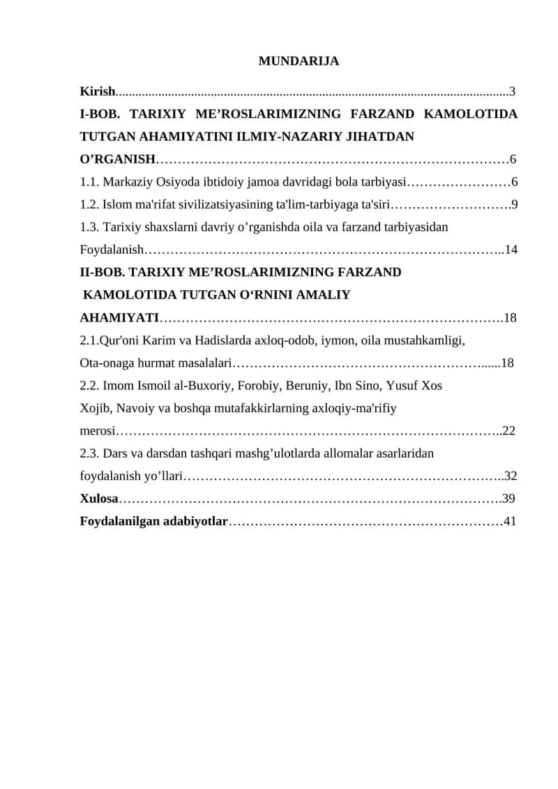 Tarixiy me’roslarimizning farzand kamolotida tutgan ahamiyatini ilmiy-nazariy jihatdan