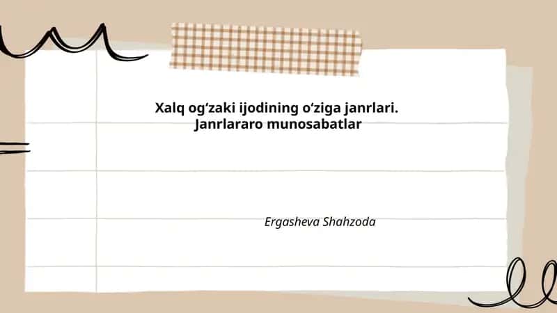 Xalq ogʻzaki ijodining oʻziga janrlari