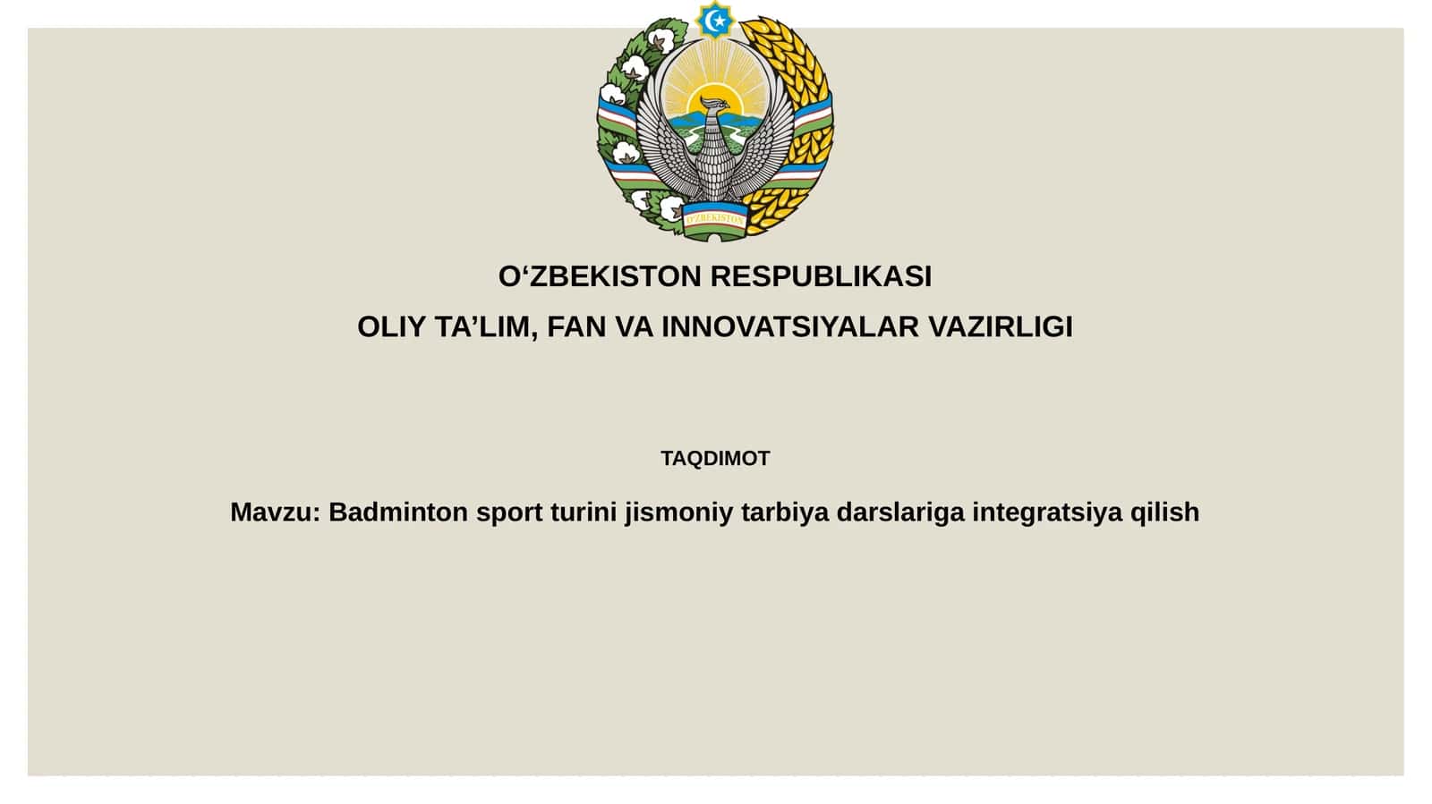 Badminton sporti jismoniy tarbiya darslariga integratsiya qilish