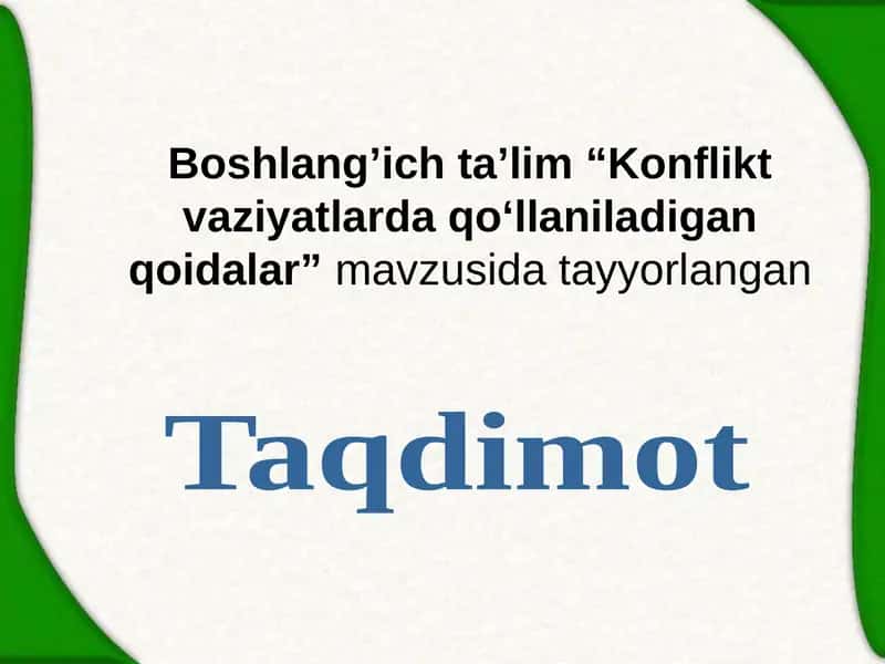 Konflikt vaziyatlarda qo‘llaniladigan qoidalar