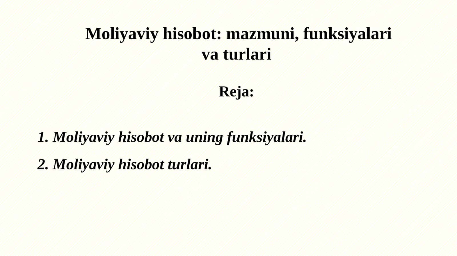 Moliyaviy hisobotning funksiyalari