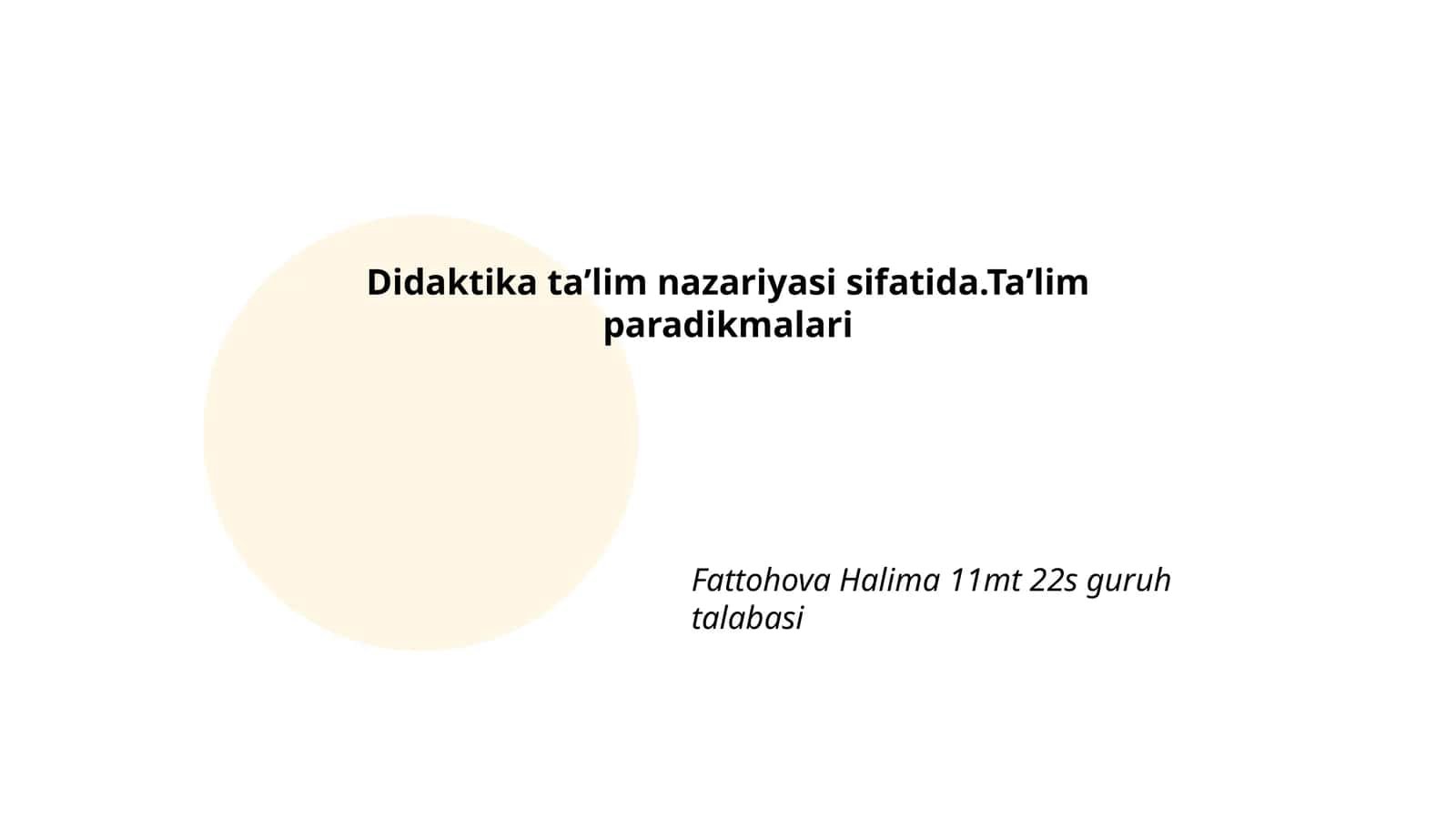 Ta'limning nazariyasi va metodologiyasi