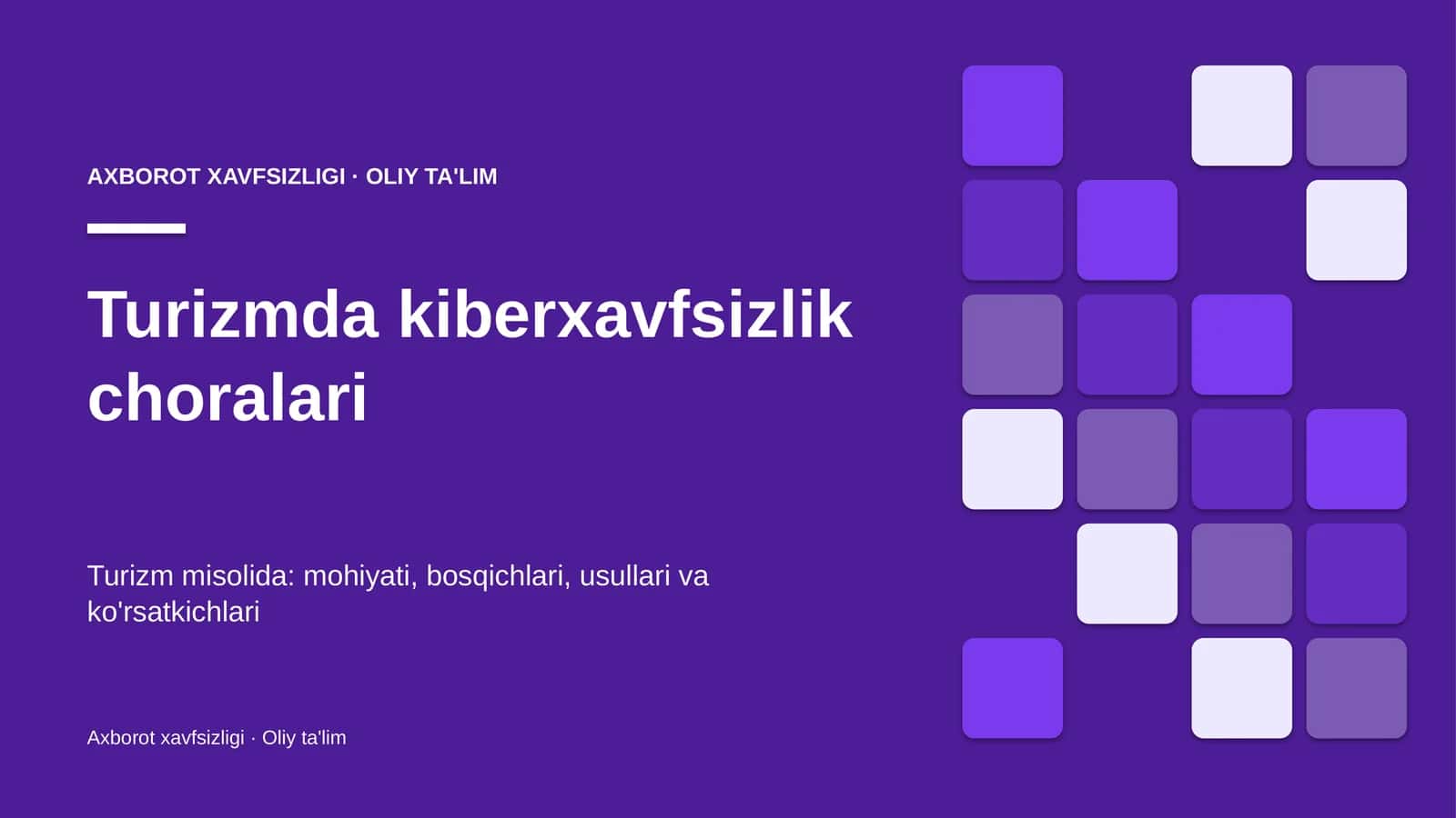 Turizmda kiberxavfsizlik choralari
