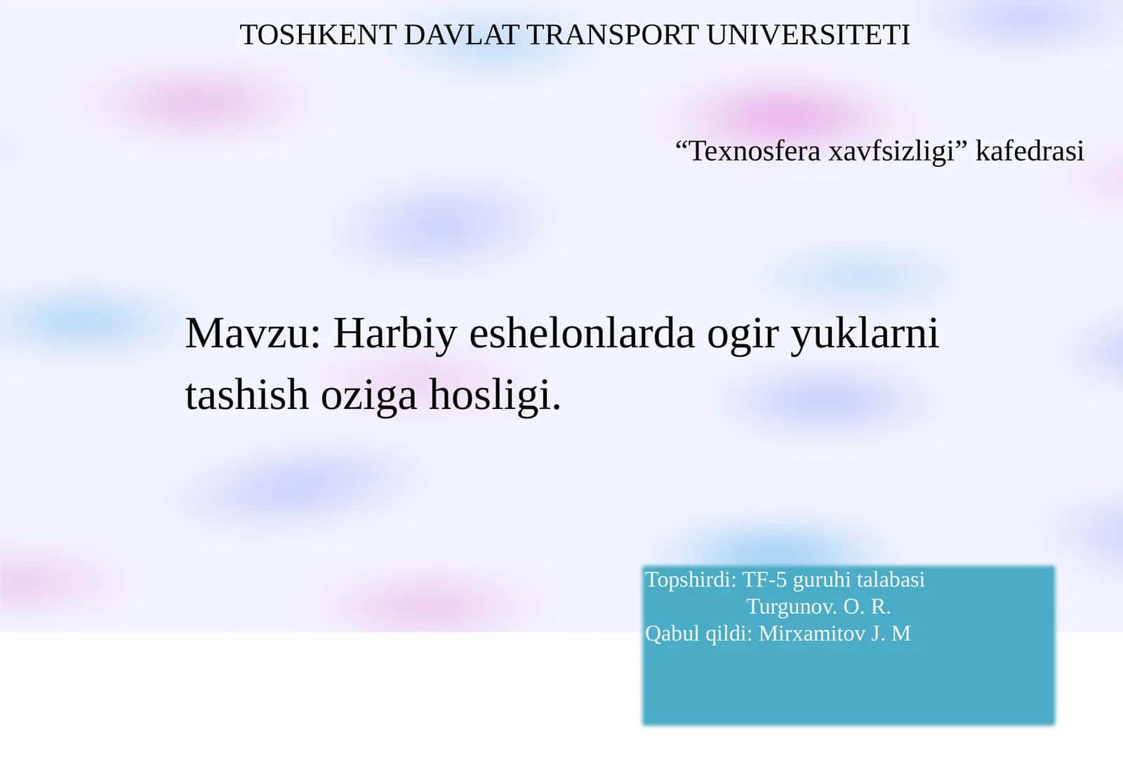 Harbiy eshelonlarda og'ir yuklarni tashish o'ziga hosligi