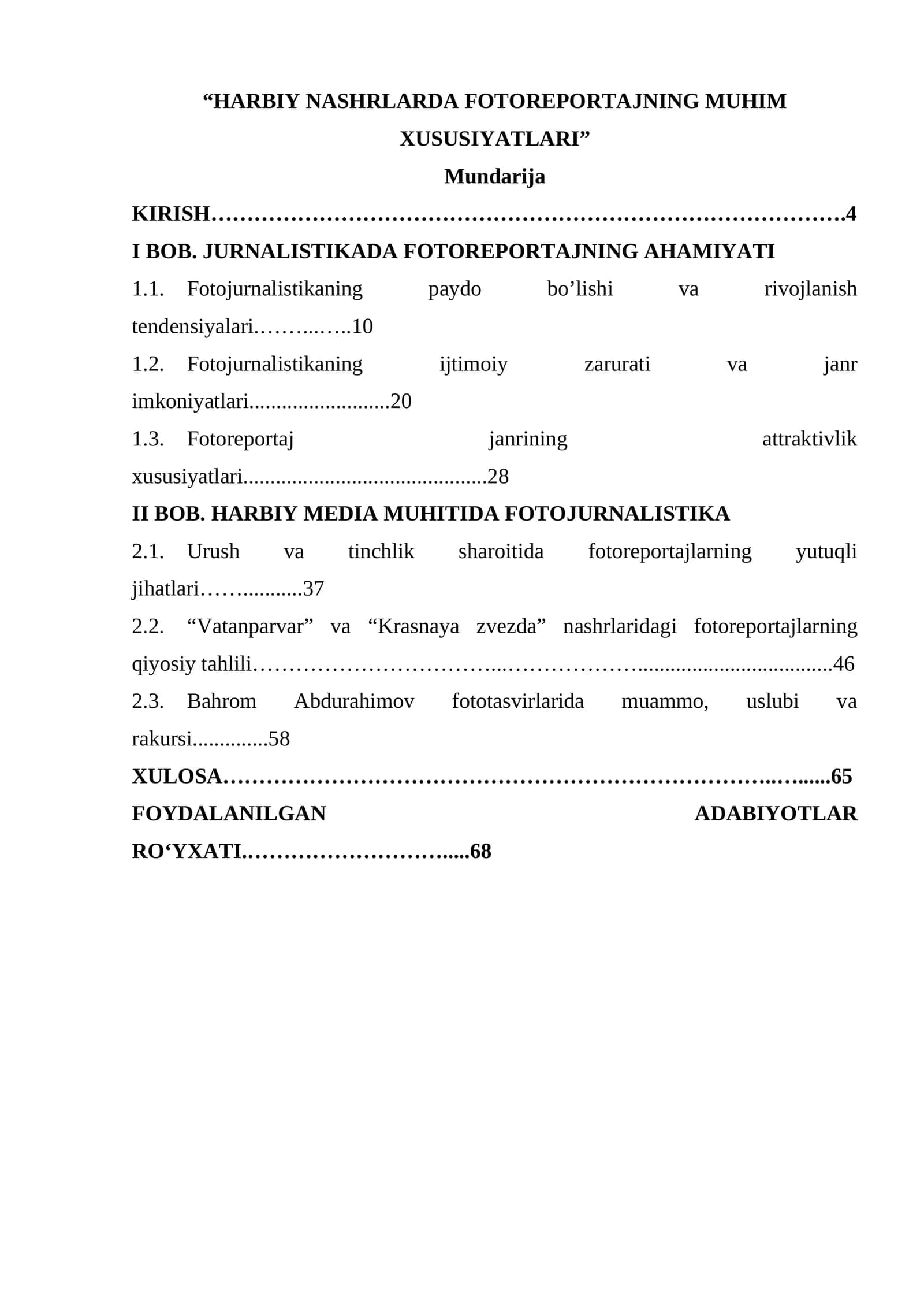 HARBIY NASHRLARDA FOTOREPORTAJNING MUHIM XUSUSIYATLARI