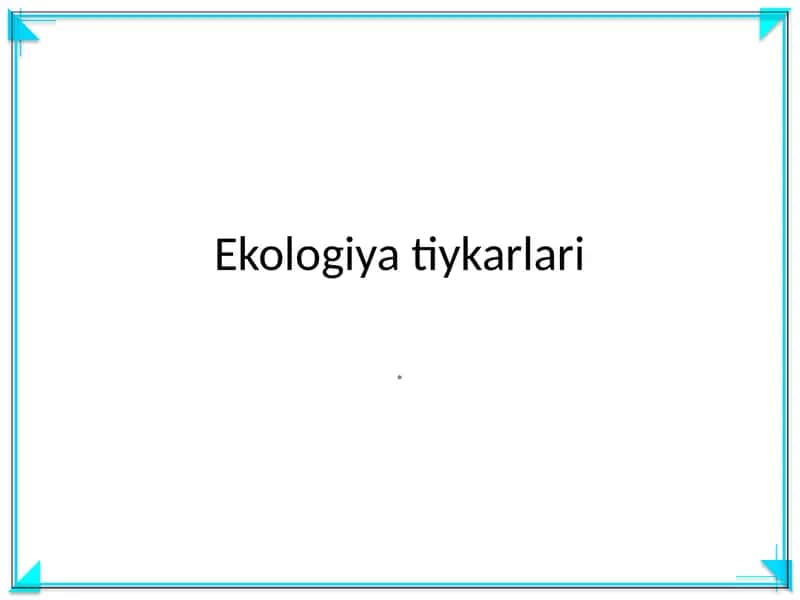 Ekologiya tiykarlari