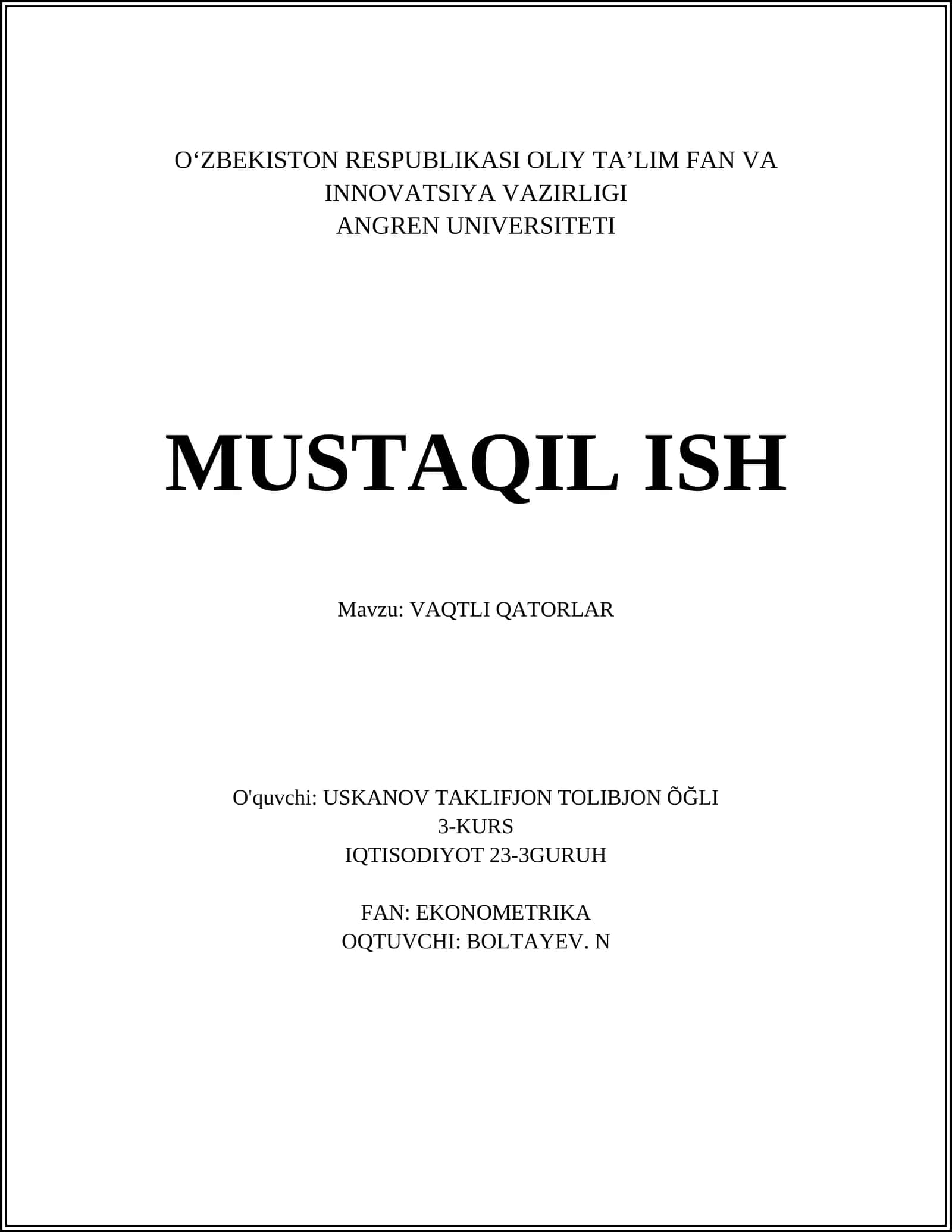 VAQTLI QATORLAR