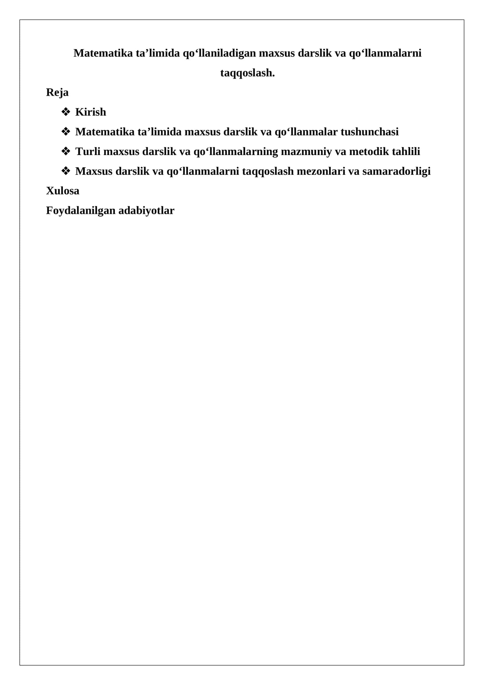 Matematika ta’limida maxsus darslik va qo‘llanmalar