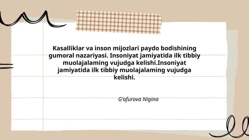 Kasalliklar va inson mijozlari paydo bodishining gumoral nazariyasi