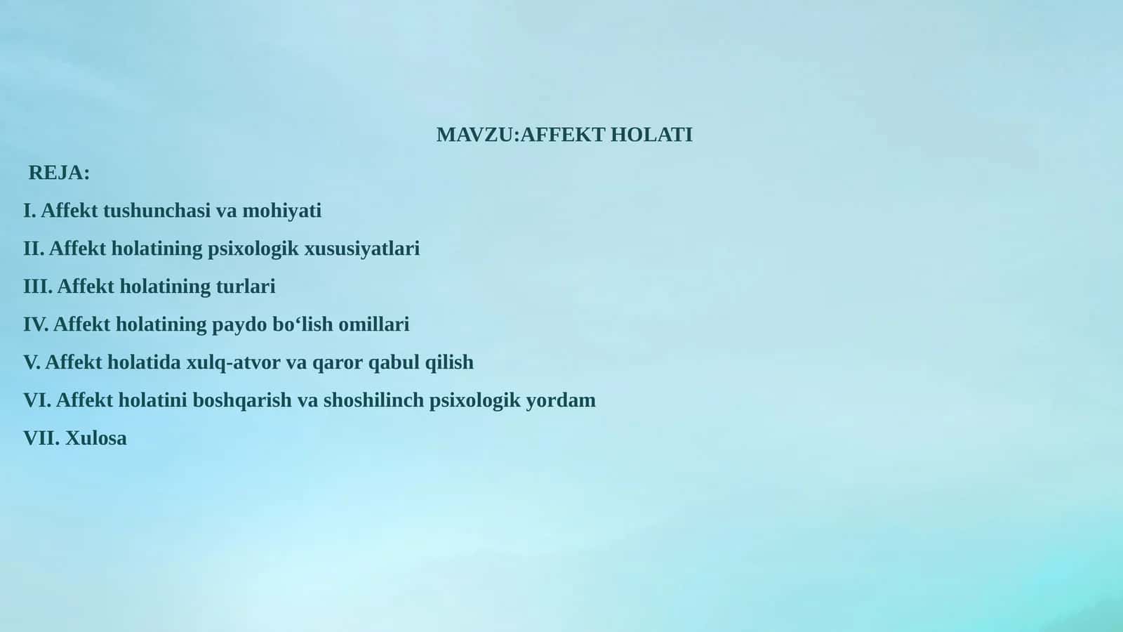 AFFEKT HOLATI