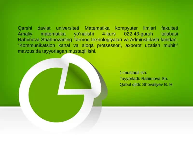 Kommunikatsion kanal va aloqa protsessori, axborot uzatish muhiti