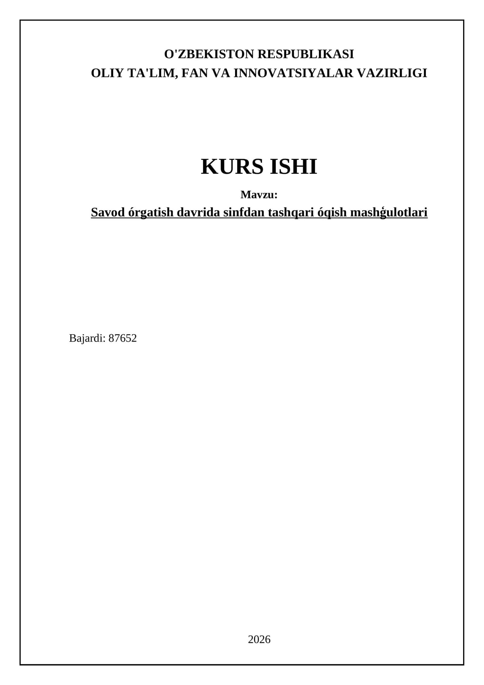 Savod órgatish davrida sinfdan tashqari óqish mashģulotlari