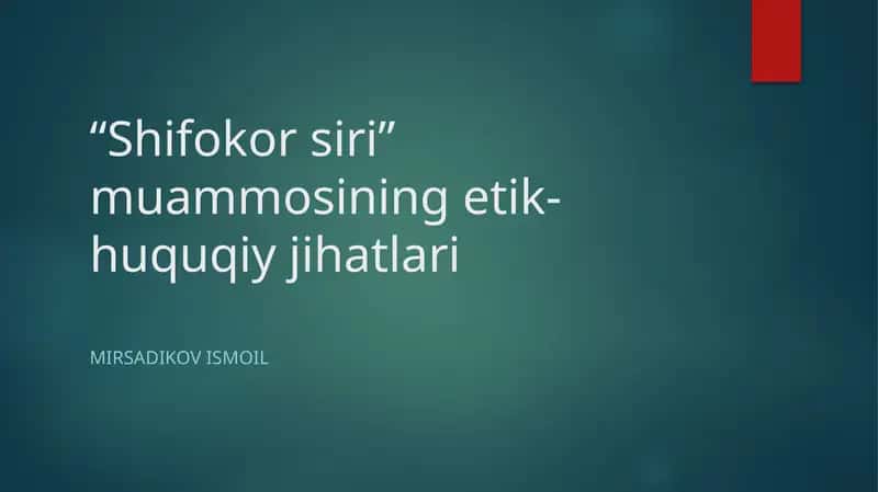 Shifokorsiri Muammosi