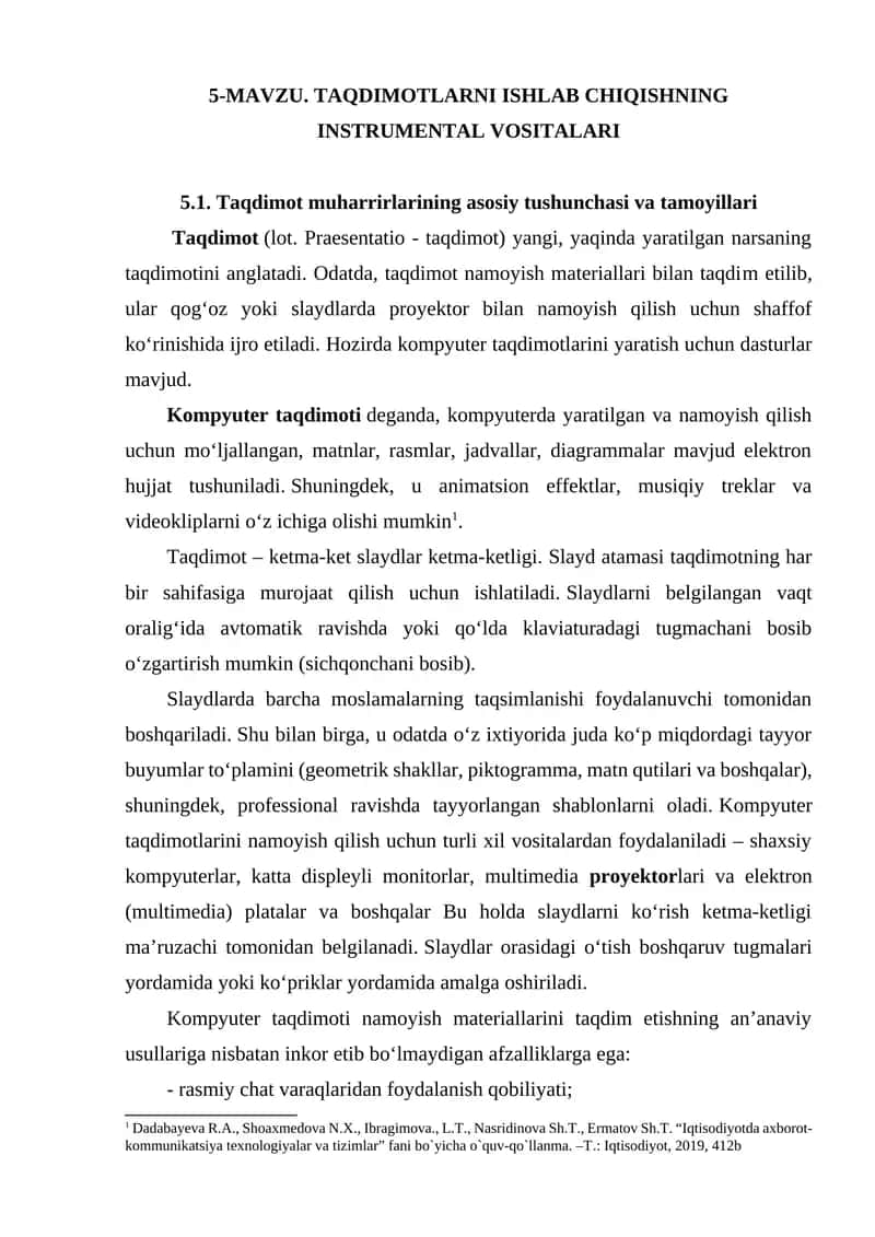 Taqdimotlar ustida