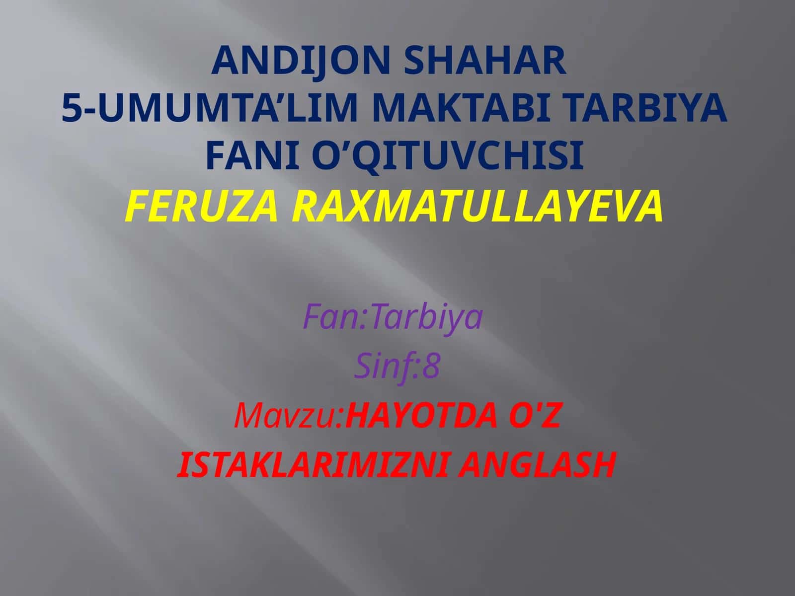 HAYOTDAO'Z ISTAKLARIMIZNI ANGLASH