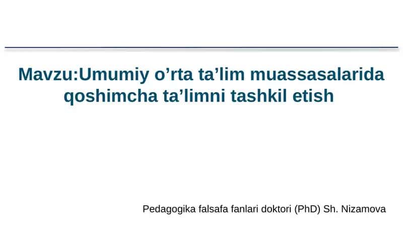 Pedagogika Falsafa fanlaridoktori (PhD) Sh.Nizamova