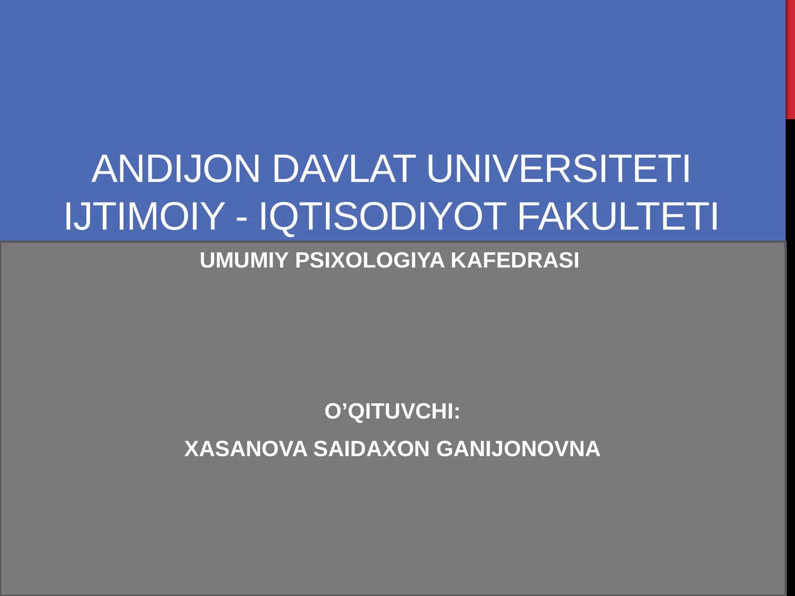 Umumiy Psixologiya Kafedrasi
