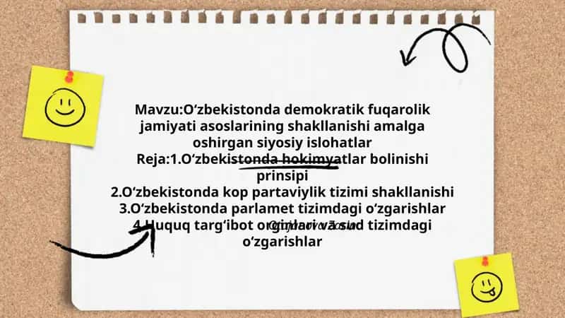 Oʻzbekistonda demokratik fuqarolik jamiyati asoslarining shakllanishi amalga oshirgan siyosiy islohatlar