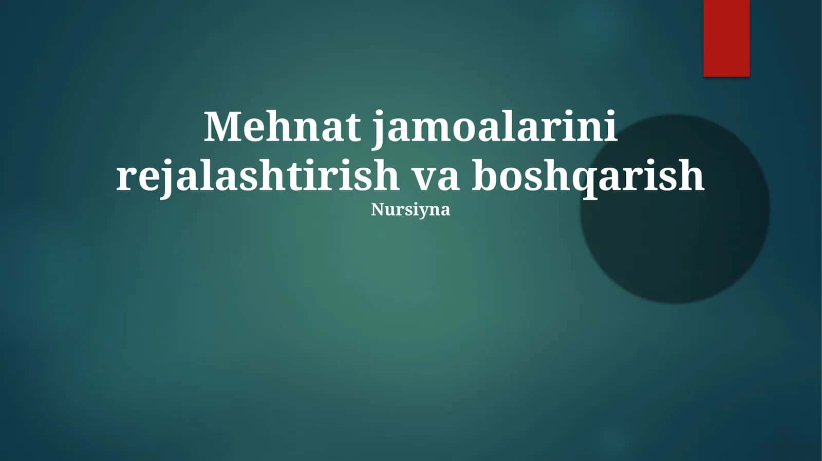 Mehnat jamoalarini rejalashtirish va boshqarish