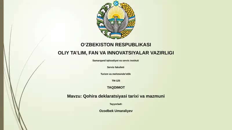 Qohira deklaratsiyasi tarixi va mazmuni