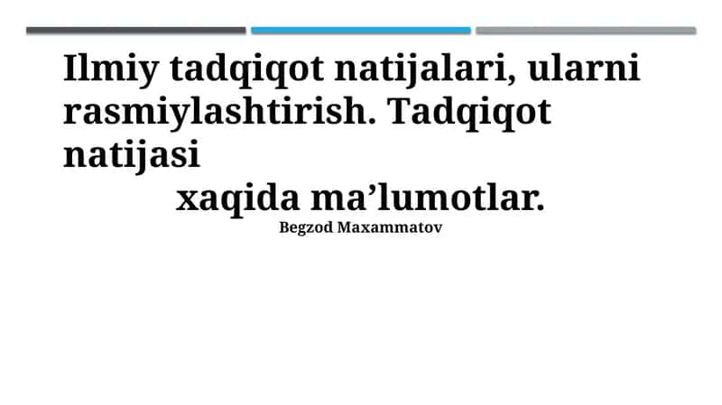 Ilmiy tadqiqot natijalari