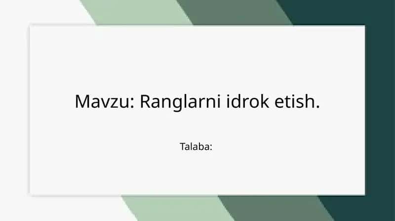 Ranglarni idrok etish