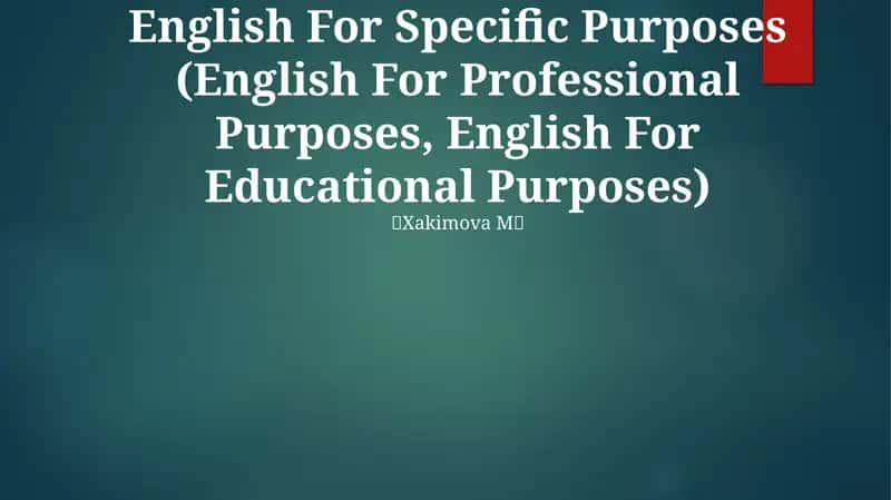 English For Specific Purposes