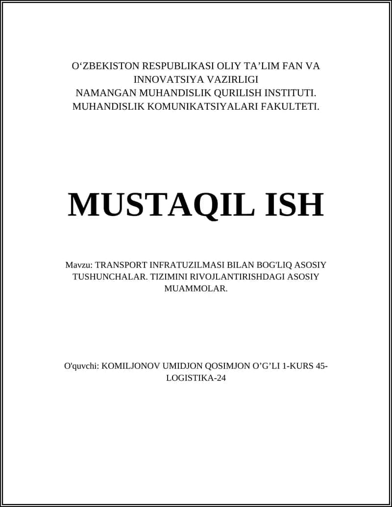 Avtomobil yo'llari infratuzilmasi