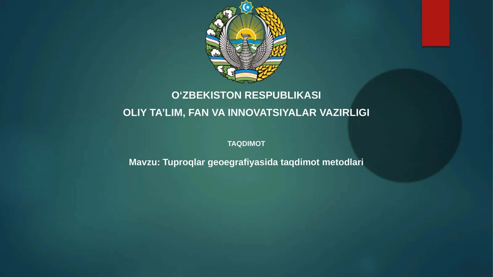 Tuproqlar geografiyasi taqdimot metodlari