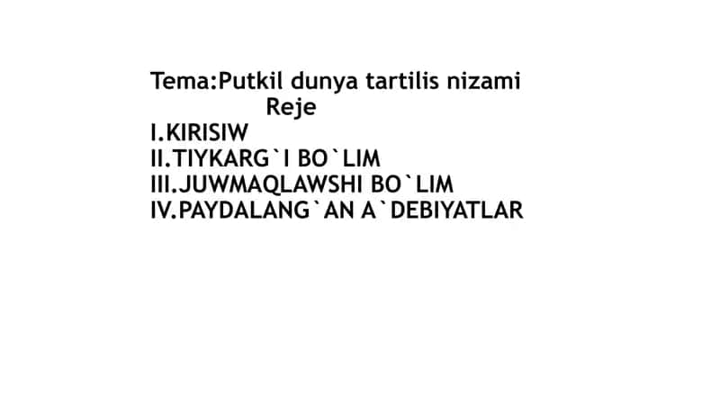 Putkil dunya tartilis nizami