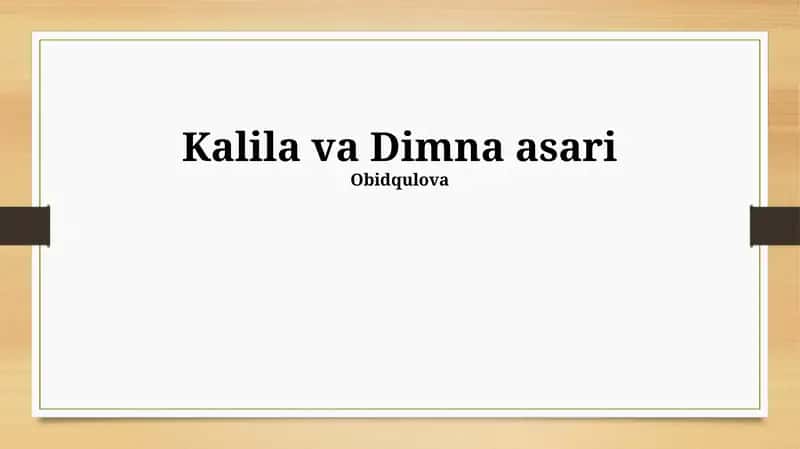 Kalila va Dimna asari
