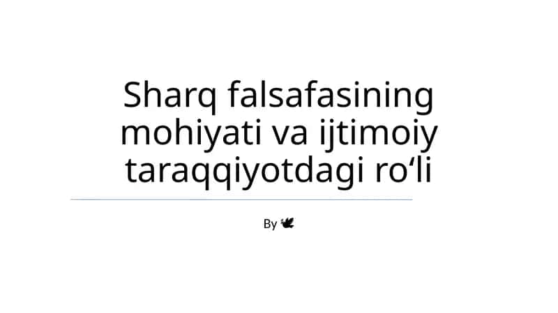 Sharq falsafasi va ijtimoiy taraqqiyot
