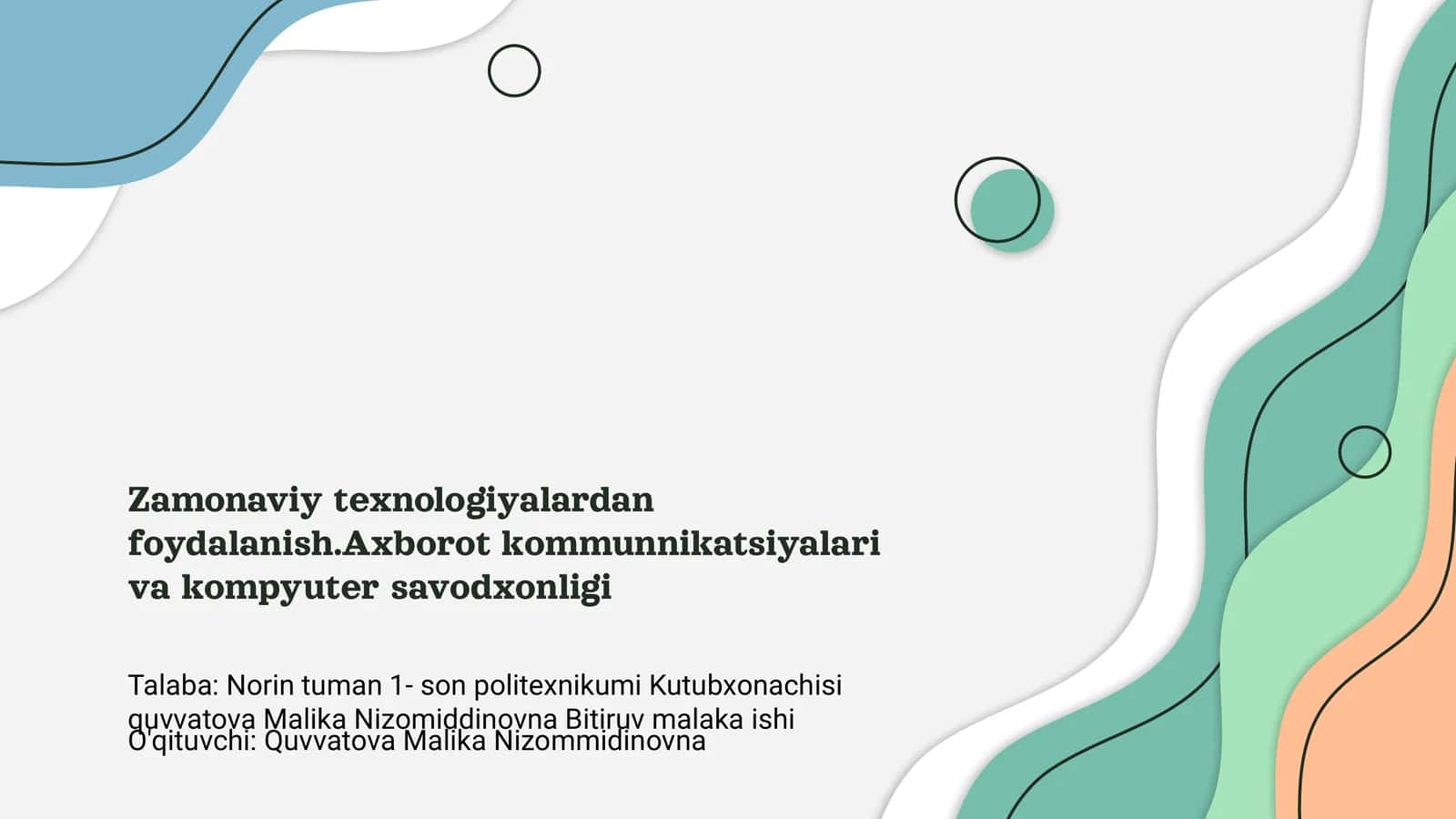 Zamonaviy texnologiyalar