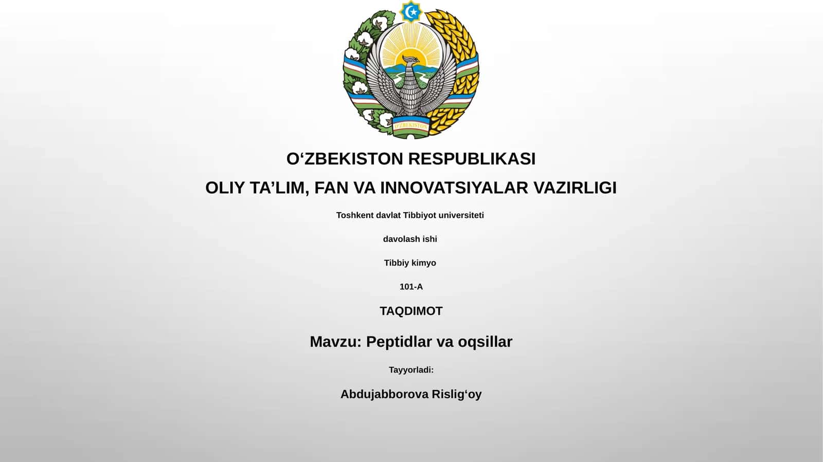 Peptidlar va oqsillar