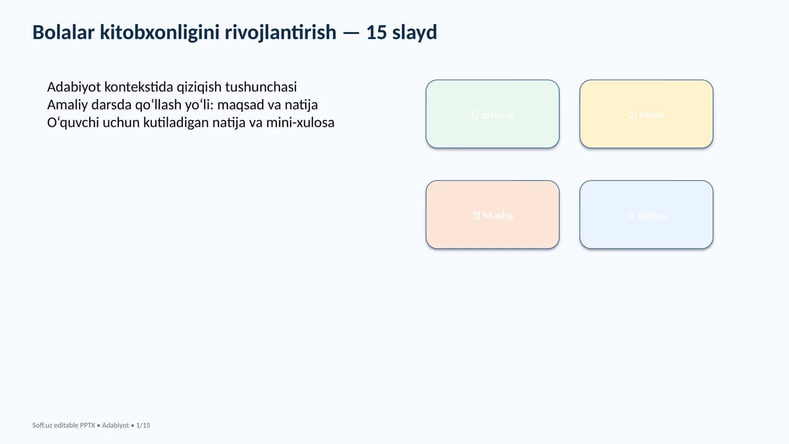 Bolalar kitobxonligini rivojlantirish — 15 slayd
