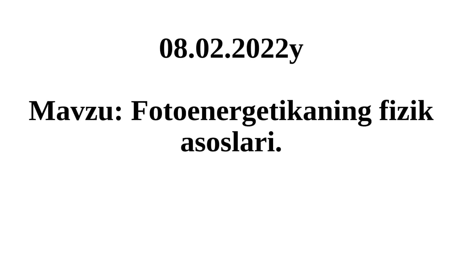 Fotoenergetikaning fizika asoslari